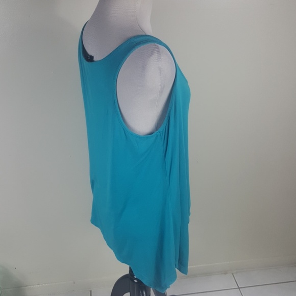 Y2K 2000’s Turquoise Bebe Loose asymmetrical Flowy Tank Top Small / Medium - Picture 5 of 6
